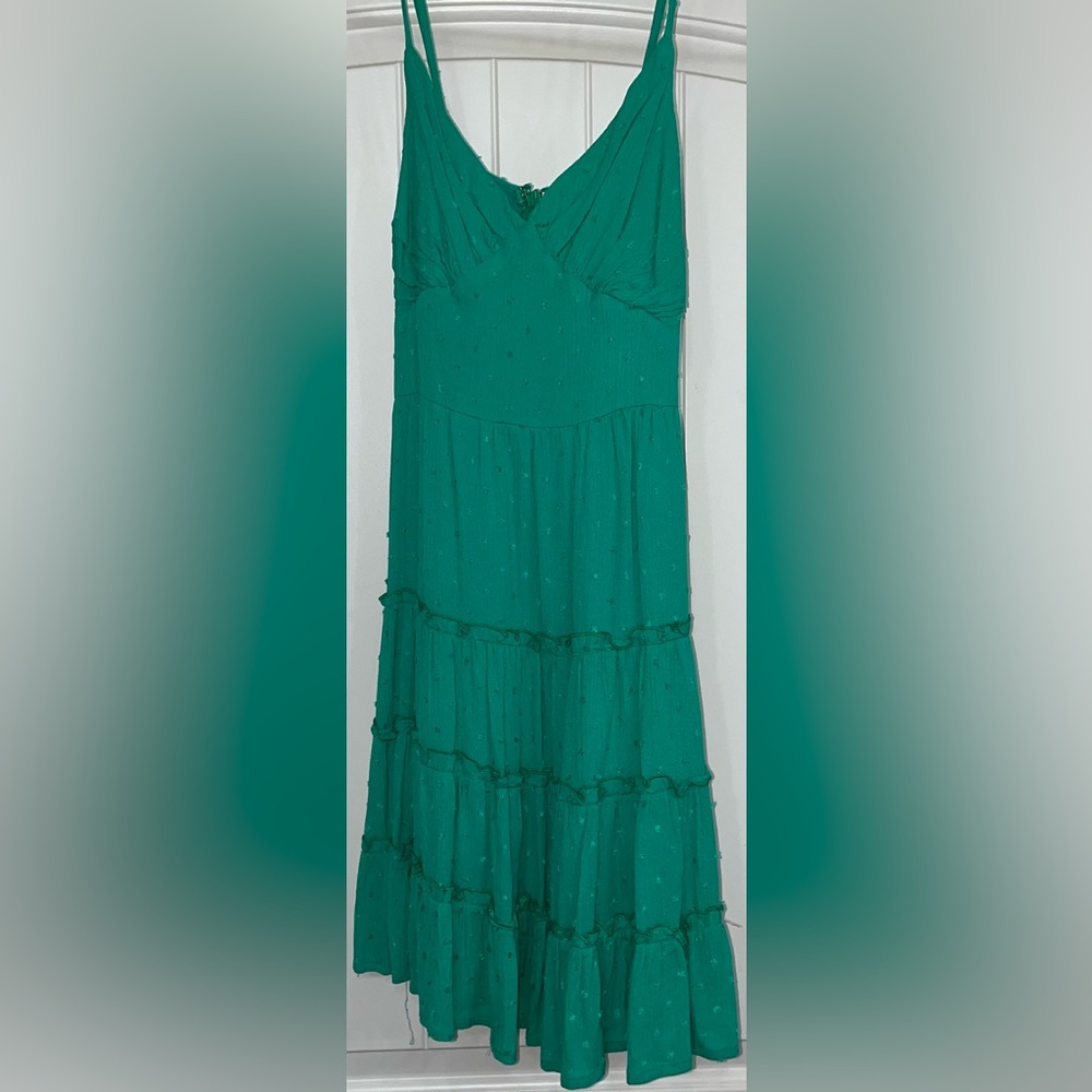 Bohemian green dress, ties in back